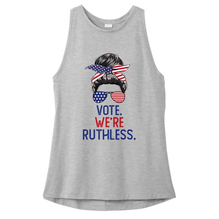 Messy Bun Vote WeRe Ruthless Women Ladies Tri-Blend Wicking Tank