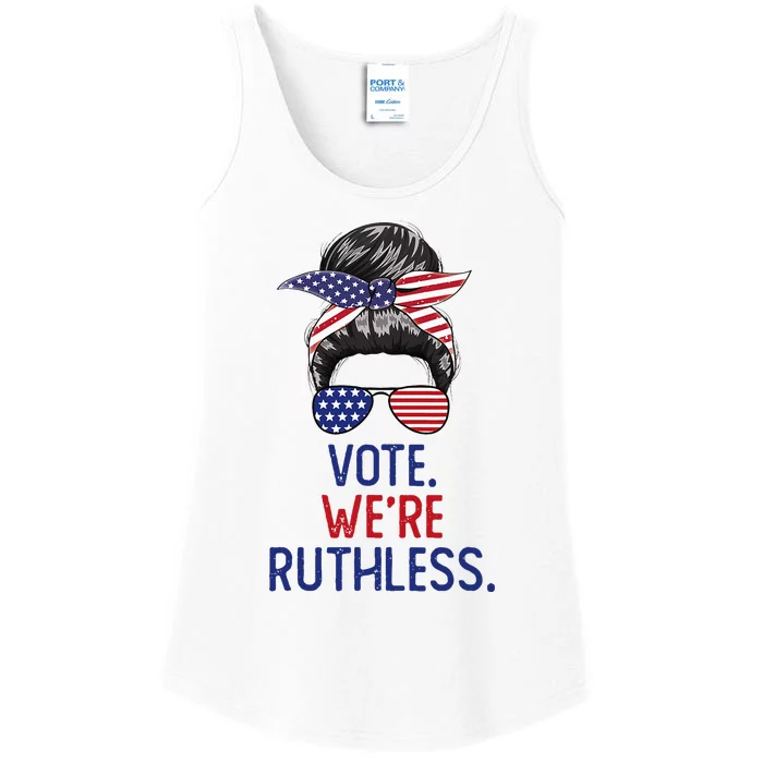 Messy Bun Vote WeRe Ruthless Women Ladies Essential Tank