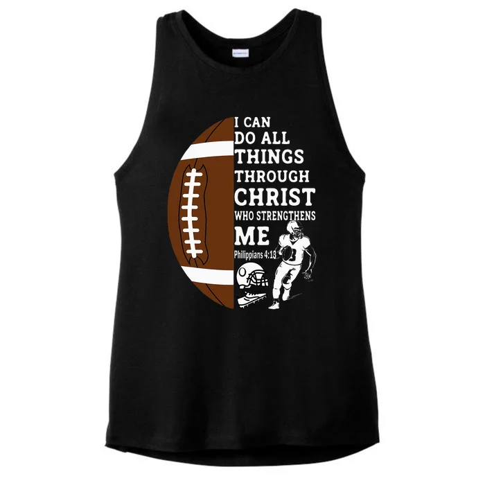 Motivational Bible Verse Christian Gifts Football Ladies Tri-Blend Wicking Tank