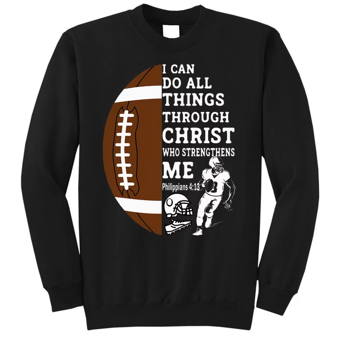 Motivational Bible Verse Christian Gifts Football Tall Sweatshirt