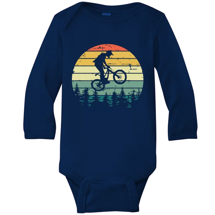 Mountain Bike Vintage Downhill Biking MTB Riding Baby Long Sleeve Bodysuit