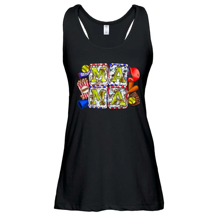 Mama Baseball Vintage Mothers Day Ladies Essential Flowy Tank