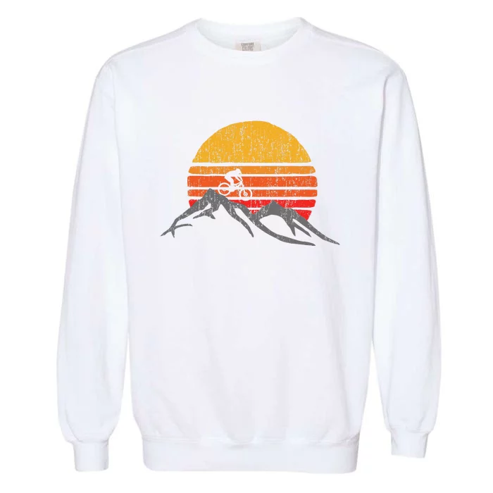 Mountain Bike Vintage Sunset Design Graphic Garment-Dyed Sweatshirt