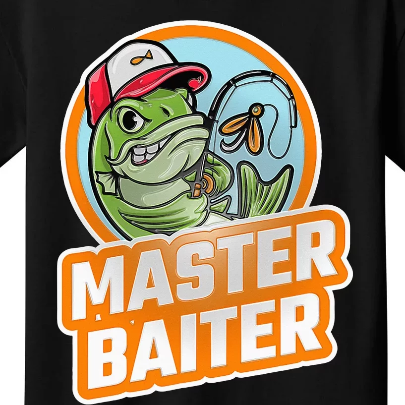Master Baiter Vintage Bass Fishing Funny Angler Kids T-Shirt