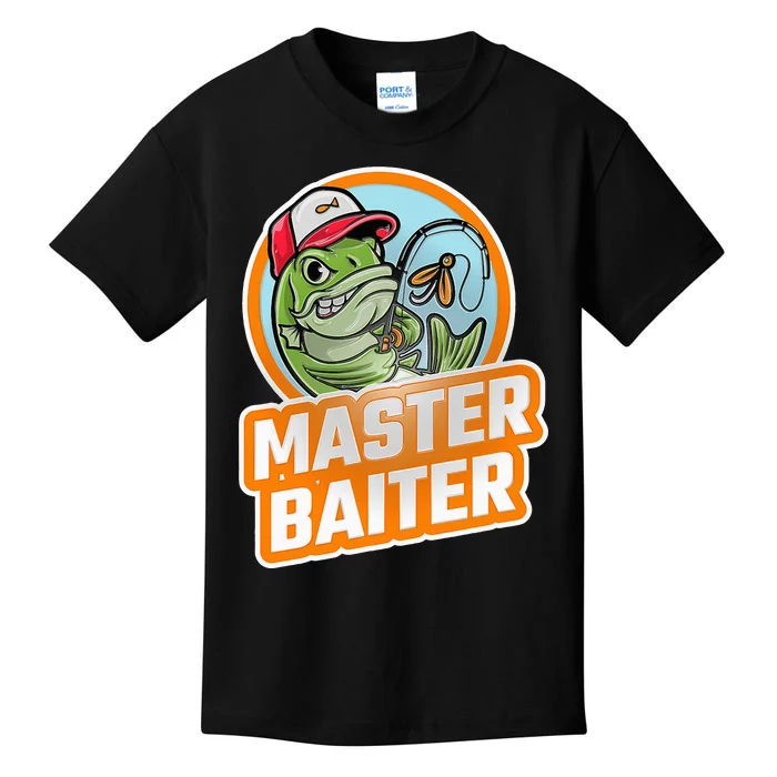 Master Baiter Vintage Bass Fishing Funny Angler Kids T-Shirt