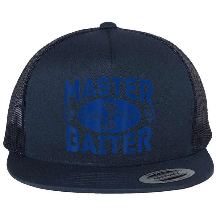 Master Baiter Vintage Bass Fishing Fisherman Men Funny Flat Bill Trucker Hat