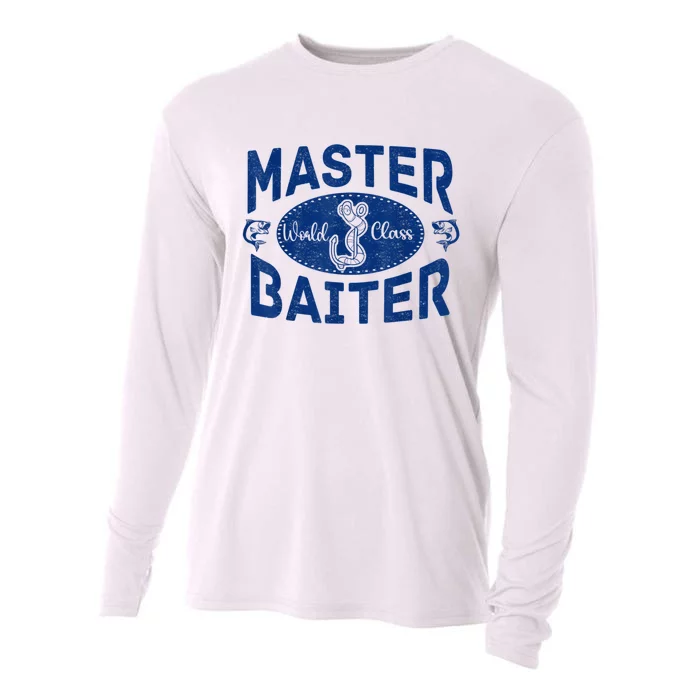 Master Baiter Vintage Bass Fishing Fisherman Men Funny Cooling Performance Long Sleeve Crew