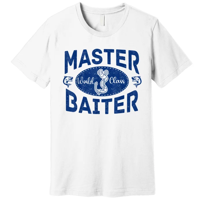 Master Baiter Vintage Bass Fishing Fisherman Men Funny Premium T-Shirt