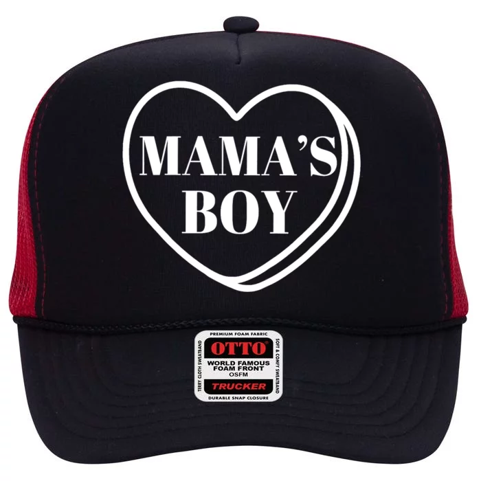 Mamas Boy Valentines Day High Crown Mesh Trucker Hat