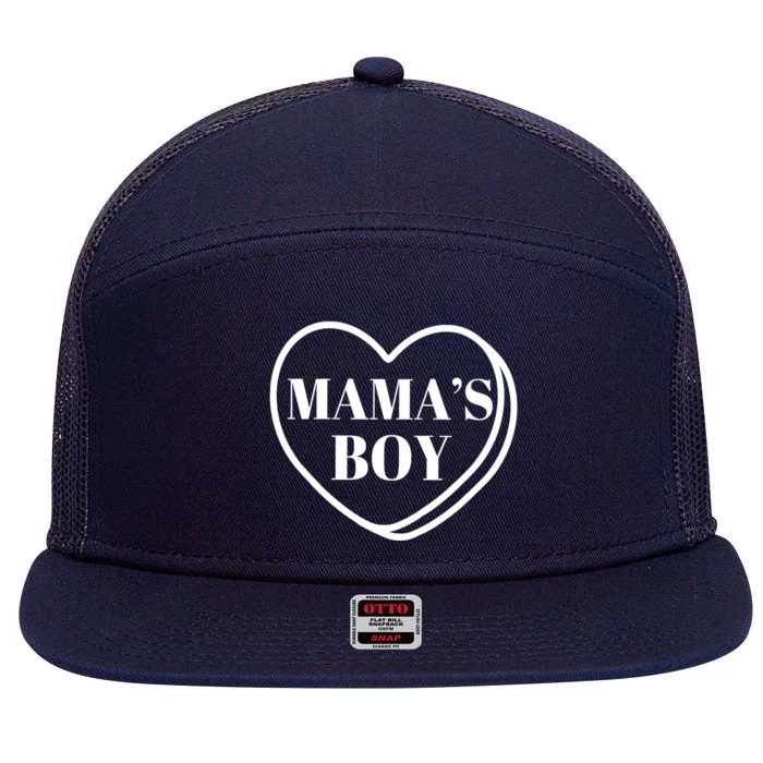 Mamas Boy Valentines Day 7 Panel Mesh Trucker Snapback Hat