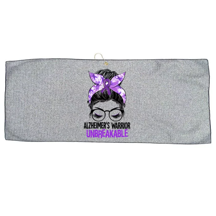 Messy Bun With Glasses Alzheimer's Warrior Unbreakable Cool Gift Large Microfiber Waffle Golf Towel