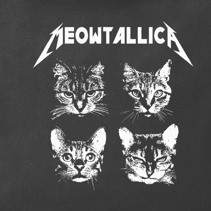 Meowtallica Black White Funny Parody Band Cat Kitten Lover Zip Tote Bag