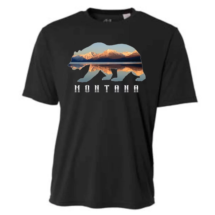 Montana Bear With Glacier National Park Lake Image Souvenir Cooling Performance Crew T-Shirt