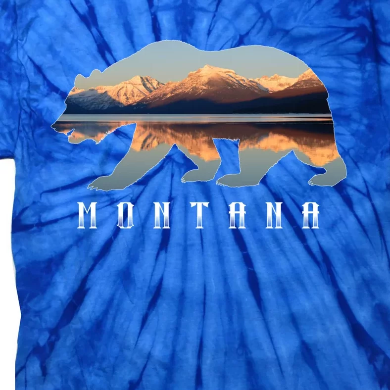 Montana Bear With Glacier National Park Lake Image Souvenir Tie-Dye T-Shirt