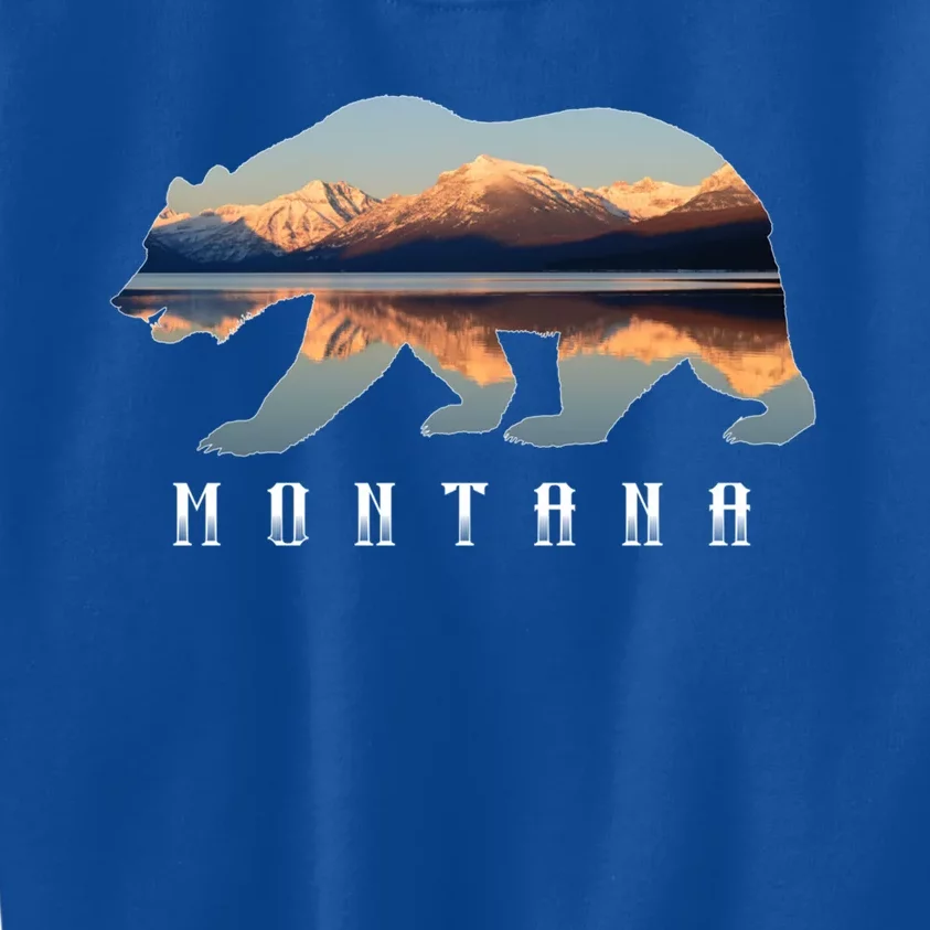 Montana Bear With Glacier National Park Lake Image Souvenir Kids Sweatshirt