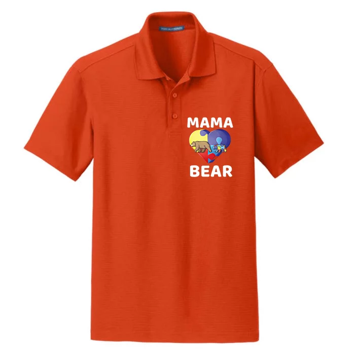 Mama Bear World Autism Awareness Day Family Mommy Gift Cute Gift Dry Zone Grid Performance Polo