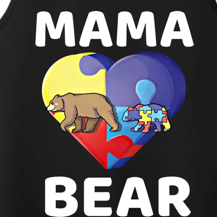 Mama Bear World Autism Awareness Day Family Mommy Gift Cute Gift Performance Tank