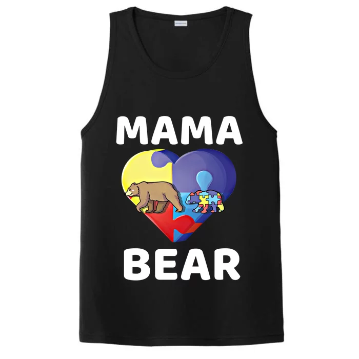 Mama Bear World Autism Awareness Day Family Mommy Gift Cute Gift Performance Tank