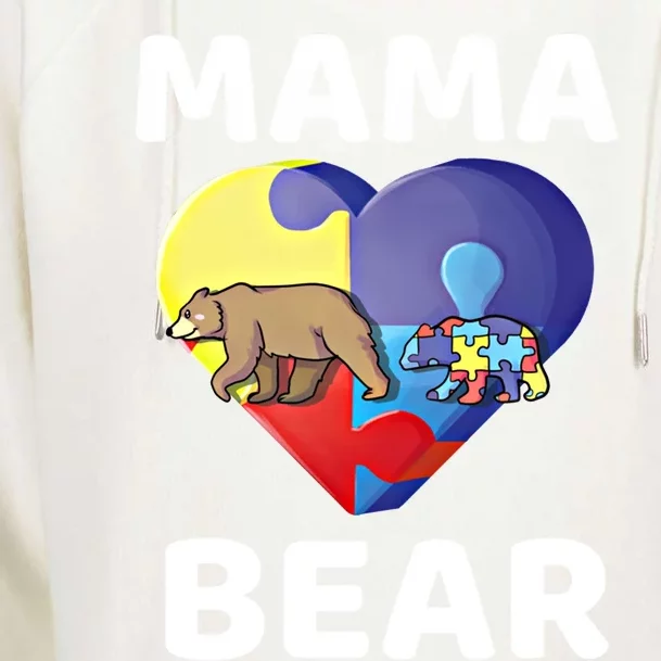 Mama Bear World Autism Awareness Day Family Mommy Gift Cute Gift Womens Funnel Neck Pullover Hood