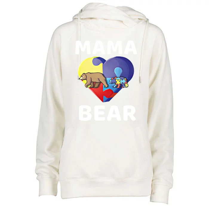 Mama Bear World Autism Awareness Day Family Mommy Gift Cute Gift Womens Funnel Neck Pullover Hood