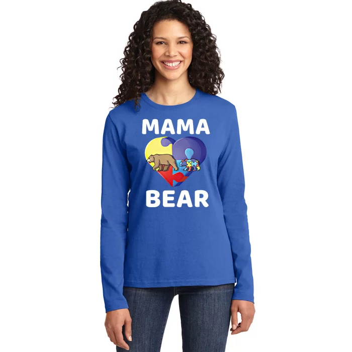 Mama Bear World Autism Awareness Day Family Mommy Gift Cute Gift Ladies Long Sleeve Shirt