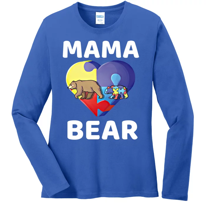 Mama Bear World Autism Awareness Day Family Mommy Gift Cute Gift Ladies Long Sleeve Shirt