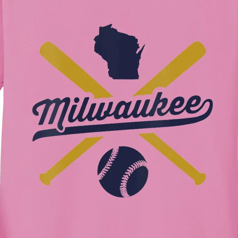 Milwaukee Baseball Wisconsin Pride Love City Kids Long Sleeve Shirt