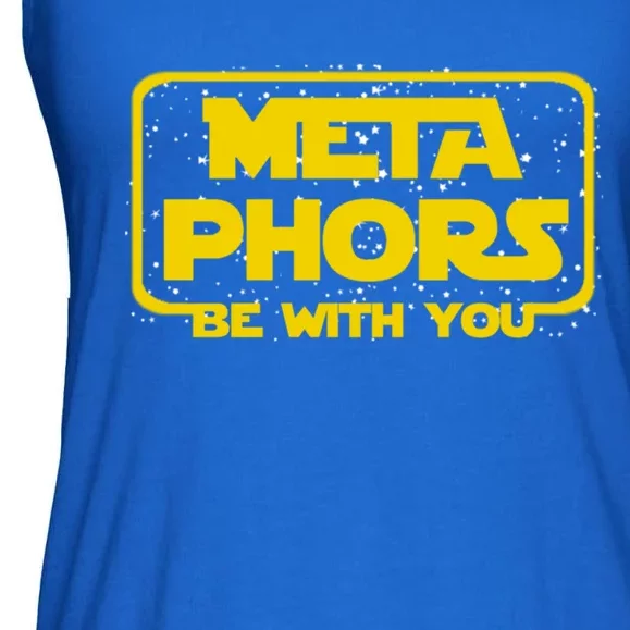 Metaphors Be With You Funny English Teacher Space Gift Ladies Essential Flowy Tank