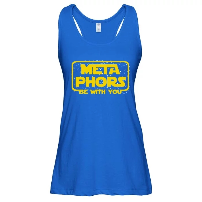 Metaphors Be With You Funny English Teacher Space Gift Ladies Essential Flowy Tank