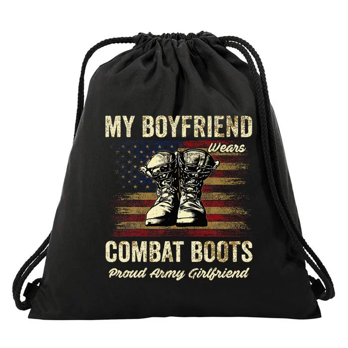 My Boyfriend Wears Combat Boots Proud Army Girlfriend Drawstring Bag