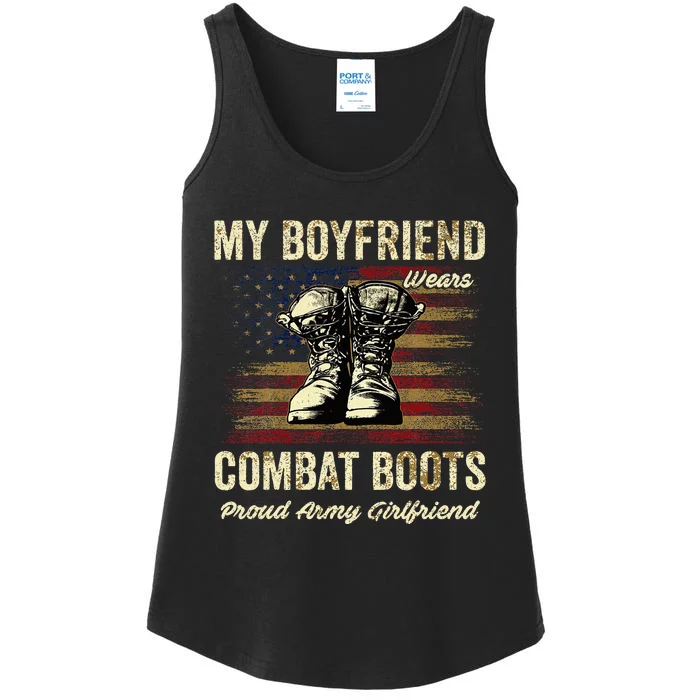 My Boyfriend Wears Combat Boots Proud Army Girlfriend Ladies Essential Tank