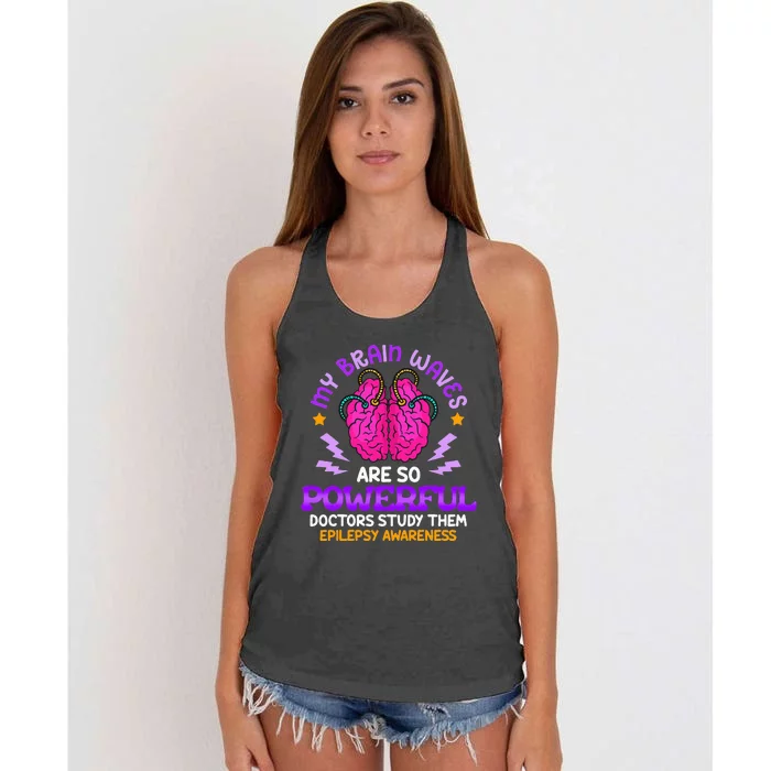 My Brain Waves Are So Powerful Epilepsy Warrior Women's Knotted Racerback Tank