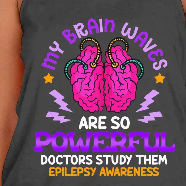 My Brain Waves Are So Powerful Epilepsy Warrior Women's Knotted Racerback Tank