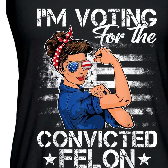 Messy Bun Woman Im Voting For The Convicted Felon Trump 2024 Ladies Essential Flowy Tank