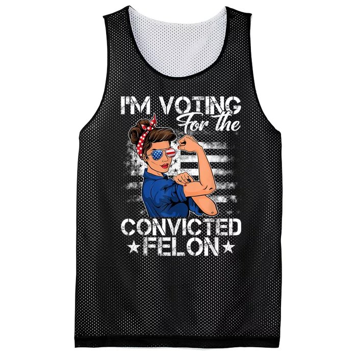 Messy Bun Woman Im Voting For The Convicted Felon Trump 2024 Mesh Reversible Basketball Jersey Tank