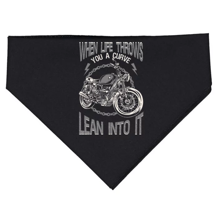 Motorcycle Biker When Life Throws You A Curve Lean Into It USA-Made Doggie Bandana