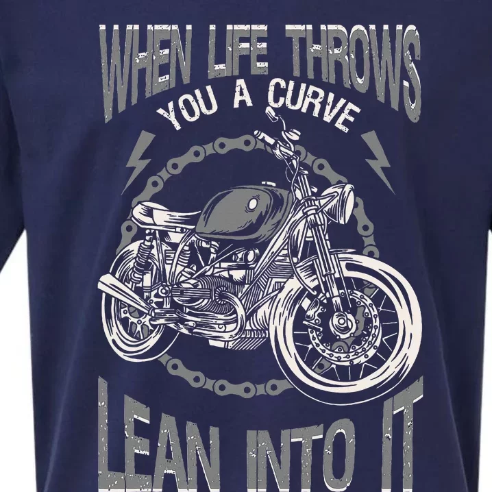 Motorcycle Biker When Life Throws You A Curve Lean Into It Sueded Cloud Jersey T-Shirt