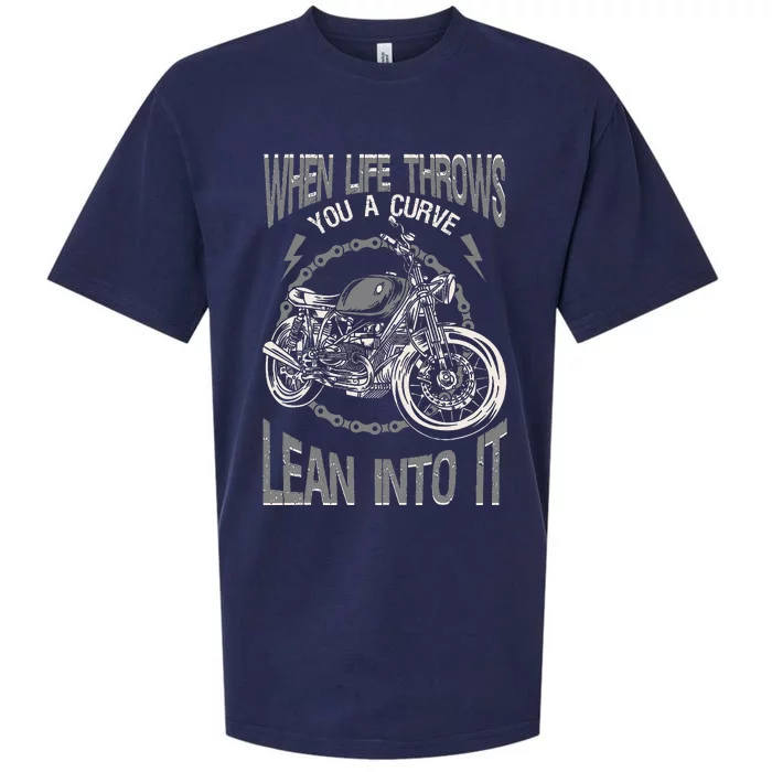 Motorcycle Biker When Life Throws You A Curve Lean Into It Sueded Cloud Jersey T-Shirt