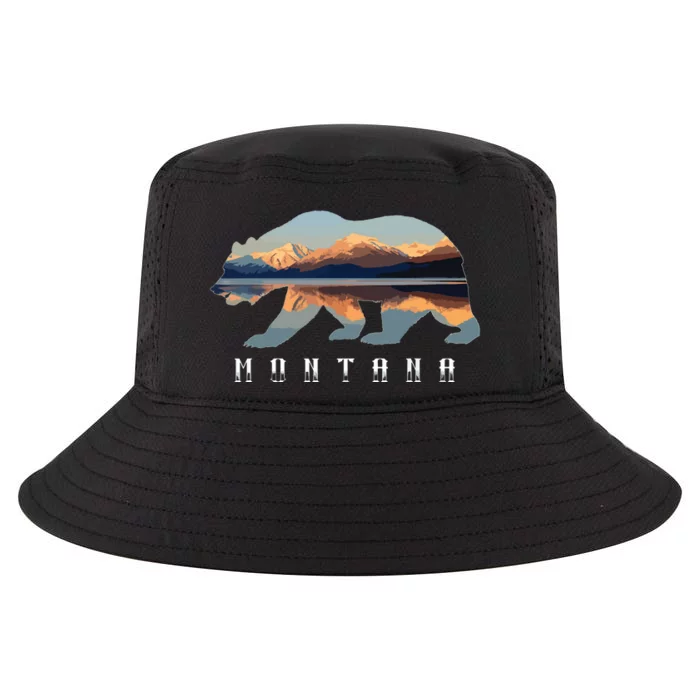 Montana Bear With Glacier National Park Lake Image Souvenir Cool Comfort Performance Bucket Hat