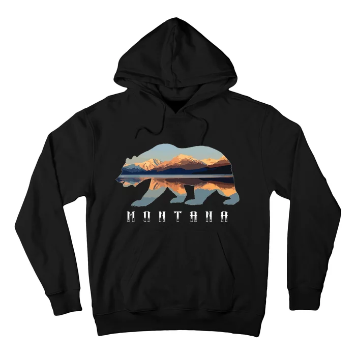 Montana Bear With Glacier National Park Lake Image Souvenir Hoodie