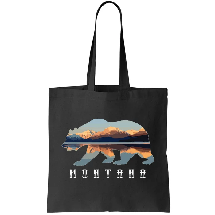 Montana Bear With Glacier National Park Lake Image Souvenir Tote Bag