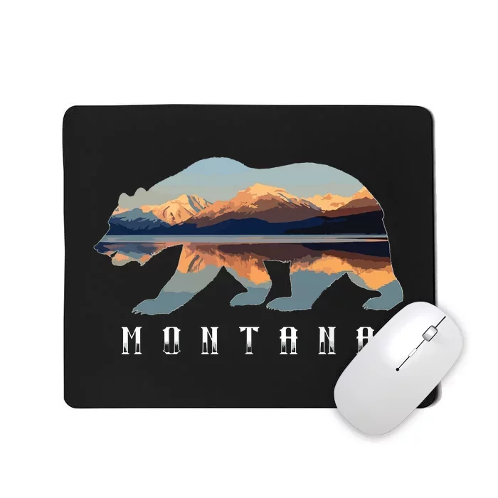 Montana Bear With Glacier National Park Lake Image Souvenir Mousepad