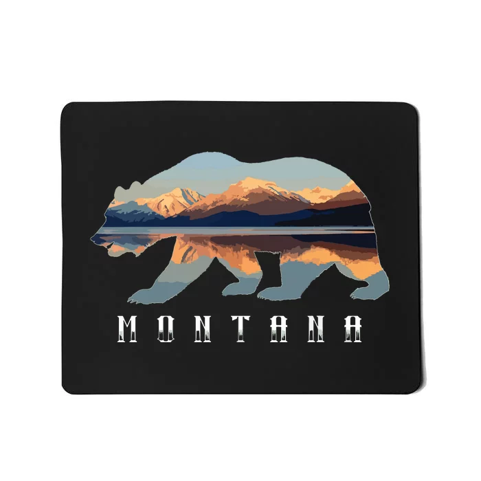 Montana Bear With Glacier National Park Lake Image Souvenir Mousepad