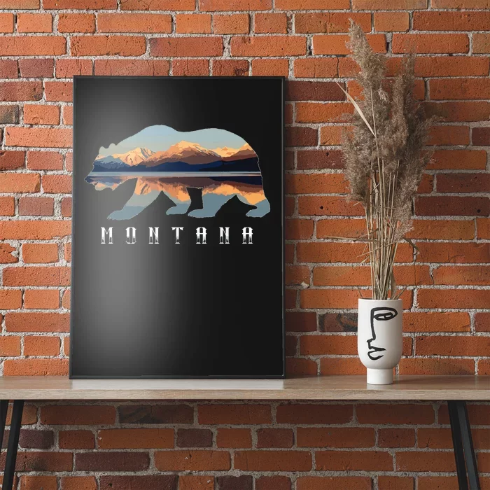 Montana Bear With Glacier National Park Lake Image Souvenir Poster