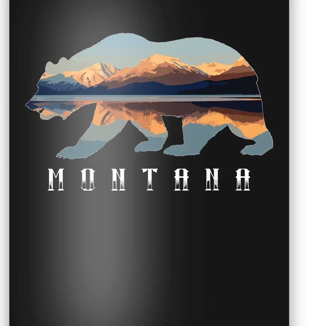 Montana Bear With Glacier National Park Lake Image Souvenir Poster