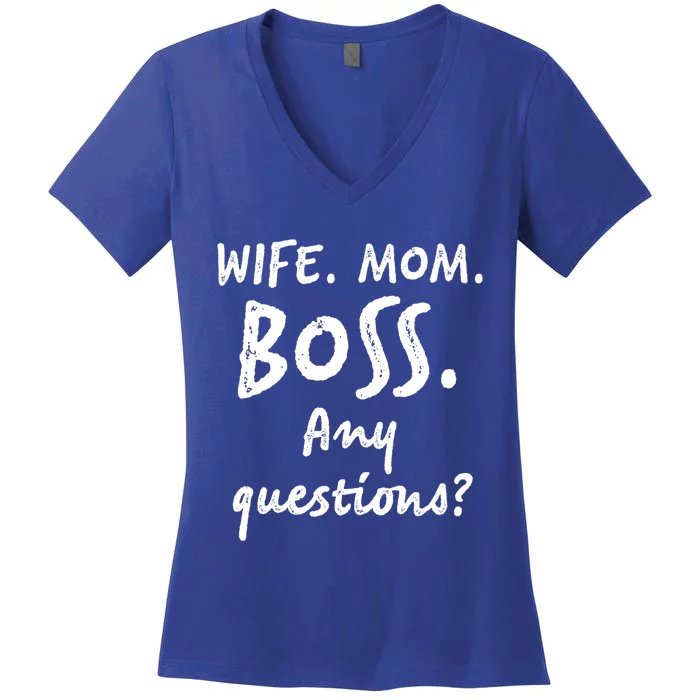 Mom Boss Wife Gift Women's V-Neck T-Shirt