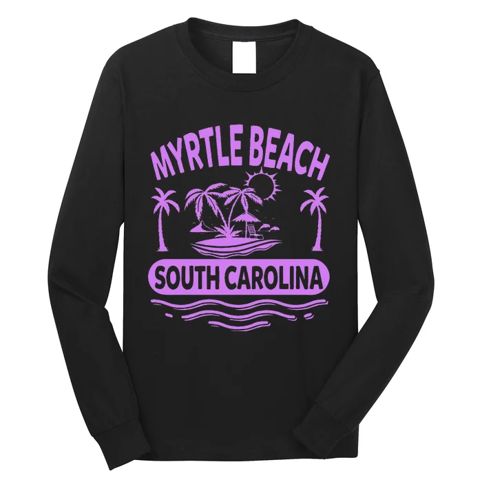 Myrtle Beach Womens Purple South Carolina Beach Vacation Long Sleeve Shirt