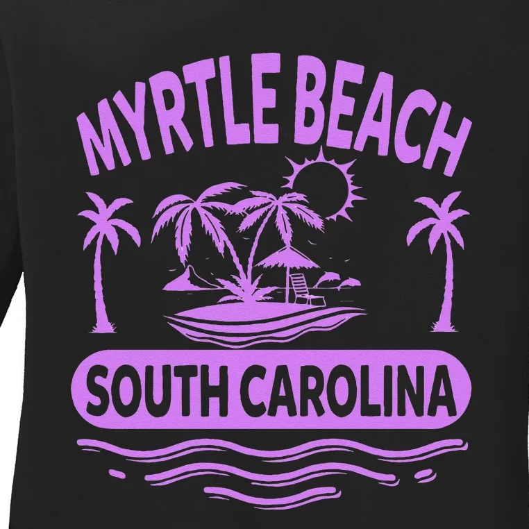 Myrtle Beach Womens Purple South Carolina Beach Vacation Ladies Long Sleeve Shirt