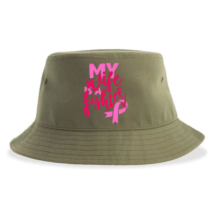 My Best Wife Is A Fighter For Breast Cancer Awareness Gift Sustainable Bucket Hat