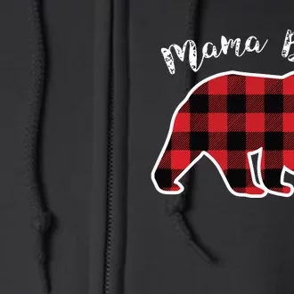 Mama Bear Women Red Plaid Christmas Pajama Family Mom Gift Full Zip Hoodie